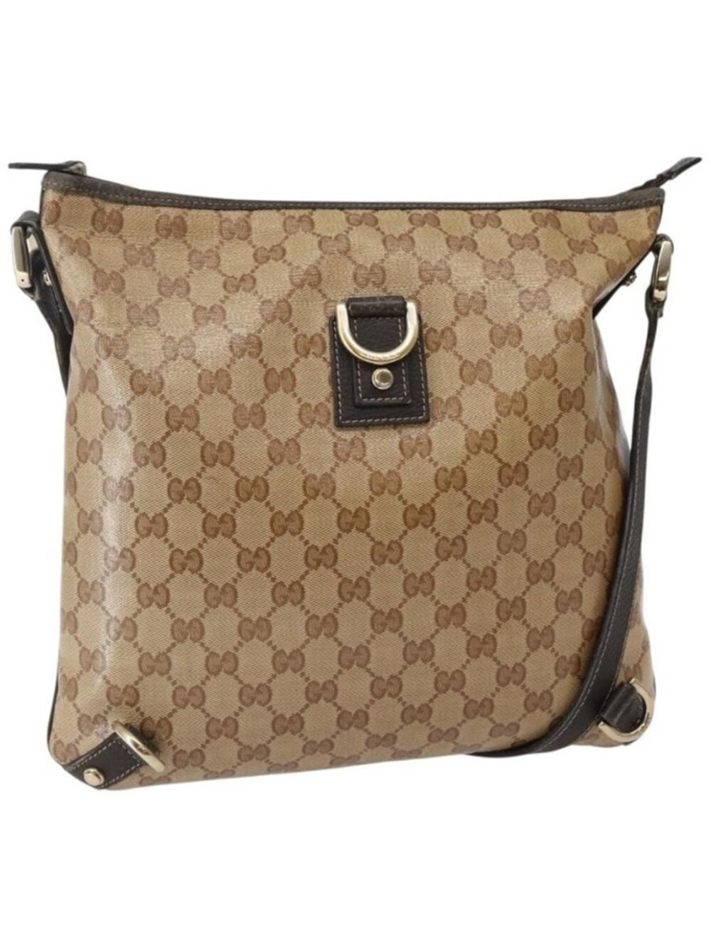 Authentic GUCCI GG Crystal Abbey Bag Coated Canvas Outlet Beige Gold 268642